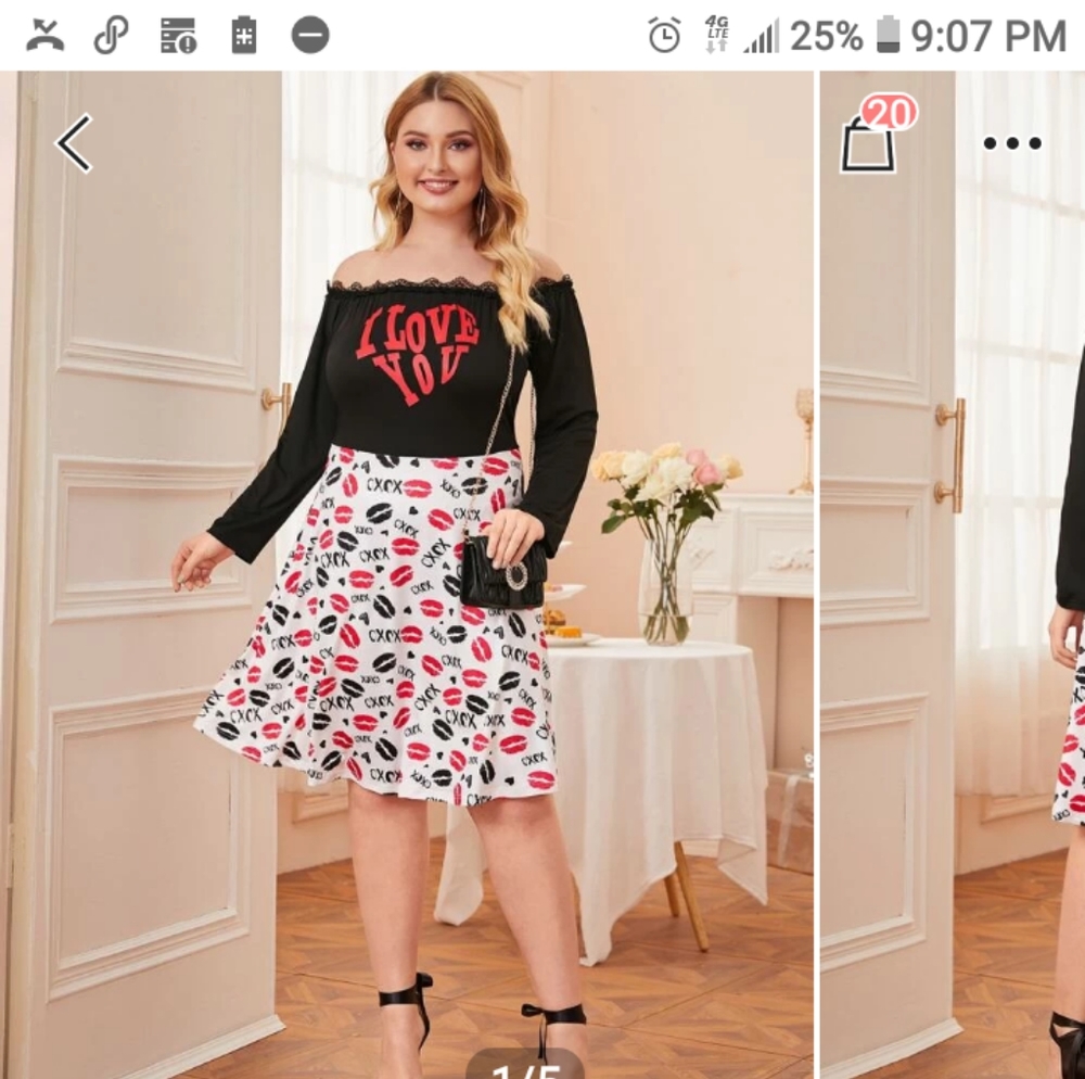 SheIn Plus Size 4XL Love Kisses Dress